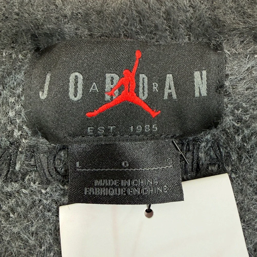 Jordan Flight Heritage Cardigan Mens LARGE‎ Grey Ombre Fuzzy Sweater FV7426 NEW